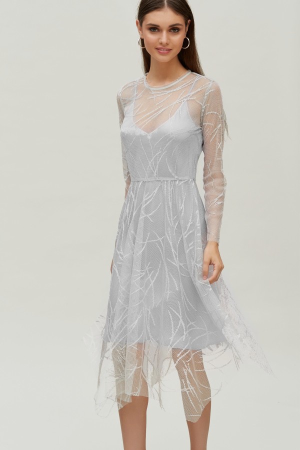 VESTIDO BAJO PICOS TUL LUREX