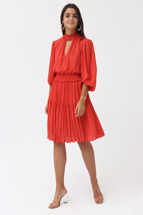 VESTIDO CORTO DE GASA CON...