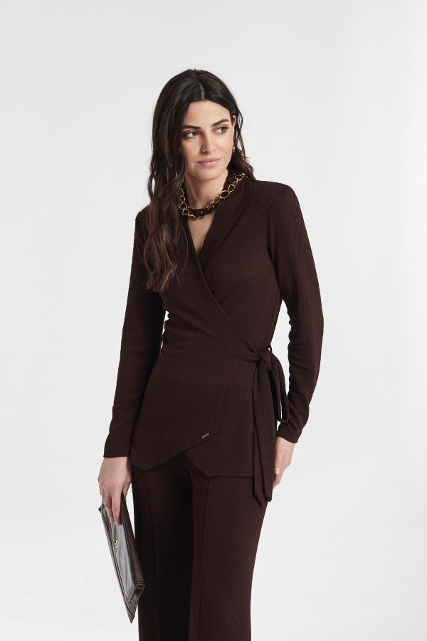 JACQUARD KNIT SURPLICE...