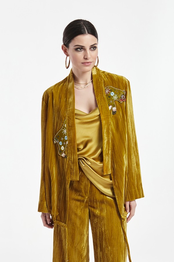 CRUSHED VELVET ASYMMETRICAL...