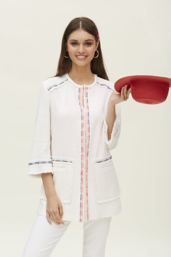 SQUARED POCKETS LINEN COAT