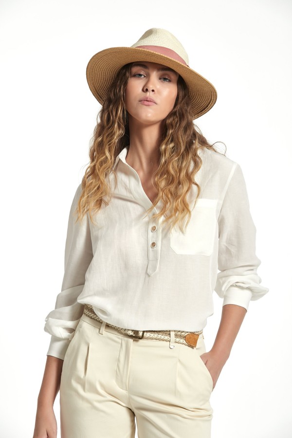 TEXTURED LINEN SAMOA BLOUSE 