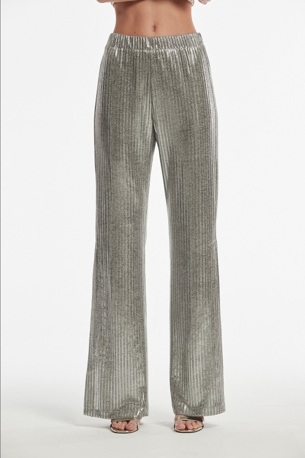 SHINY LAMINATED RIBBON KNIT...