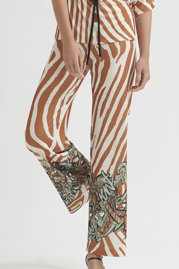GRAFFITI PRINT KNIT PALAZZO...