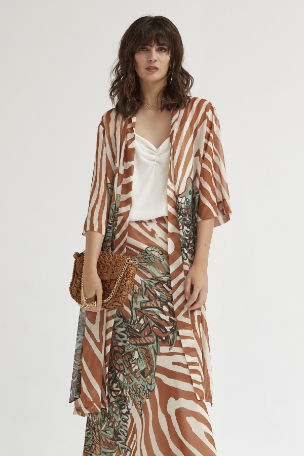 GRAFFITI PRINT CHIFFON KIMONO