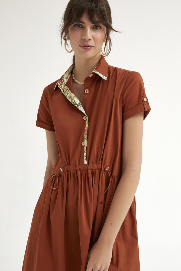 STRETCH POPLIN GATHERED...