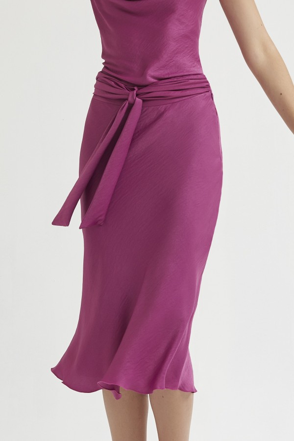 WASHED SATEEN FLARED SKIRT