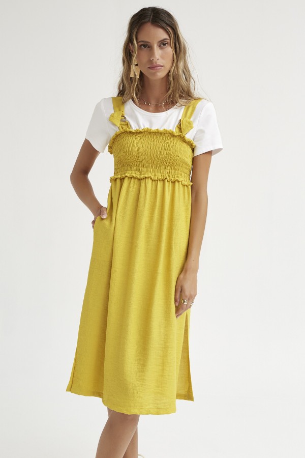 TEXTURED VISCOSE DRESS WITH...