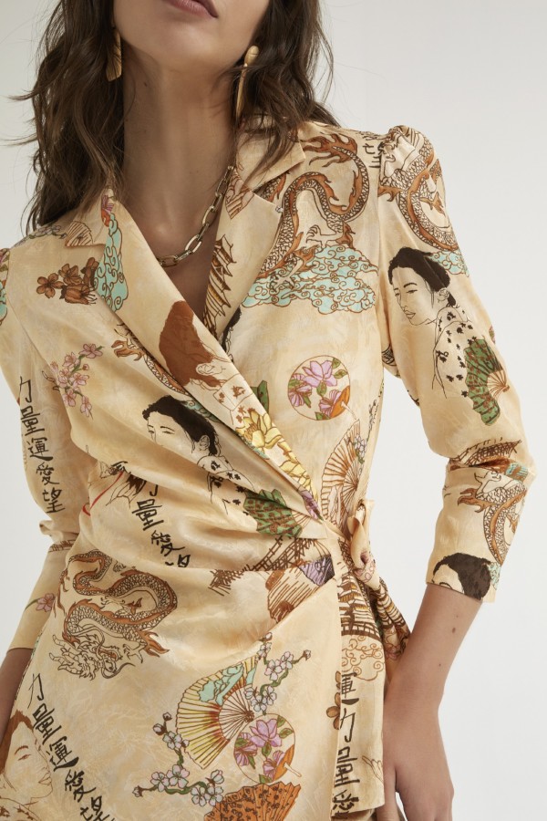CHAQUETA CRUZADA JACQUARD...