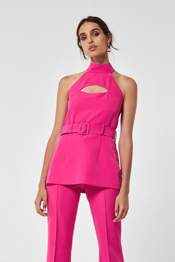 STRETCH PLAIN WEAVE CATEY TOP