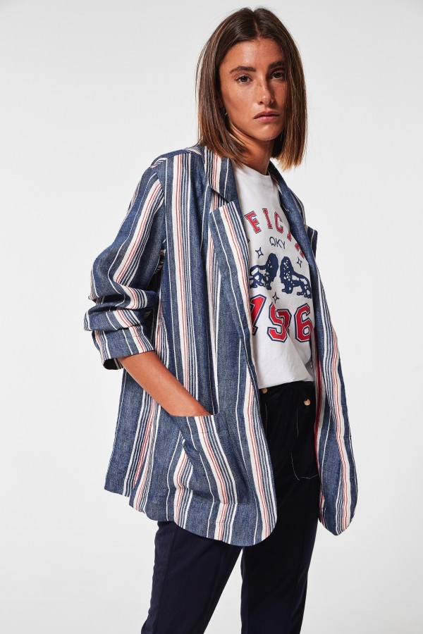 STRIPED LINEN IRATI JACKET