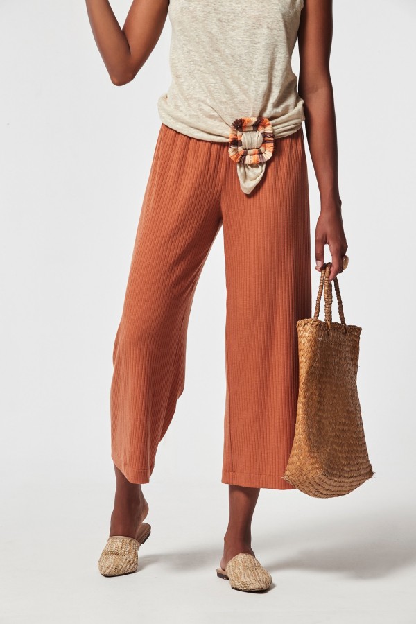 RIBBED KNIT CAEBO TROUSERS