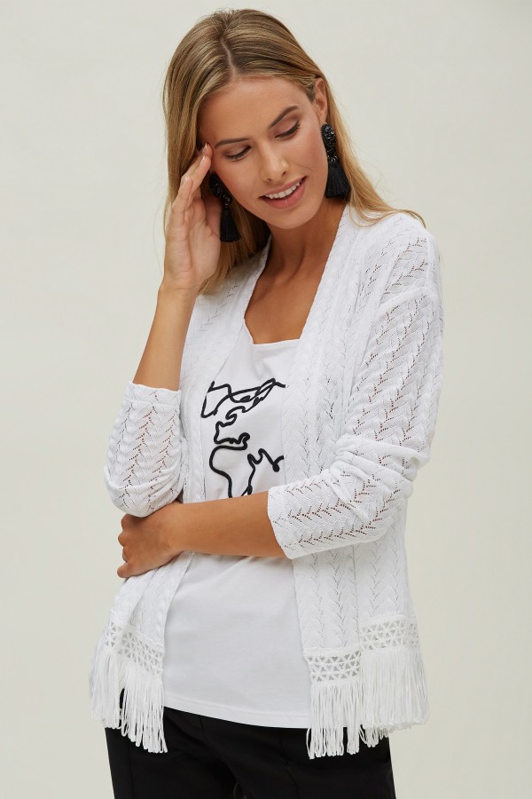 MESH KNITWEAR FRINGES JACKET 