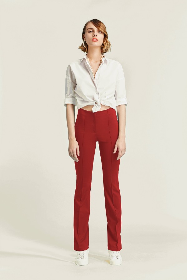 FLARED TROUSERS-STRECH COTTON 