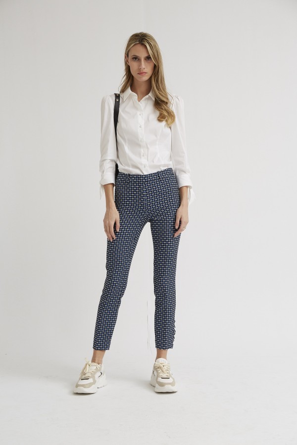 ELASTIC JACQUARD SLIMTROUSERS