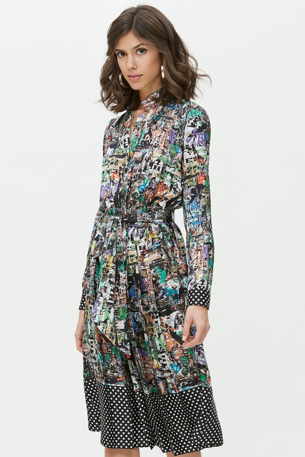 PLATED SHIRT DRESS