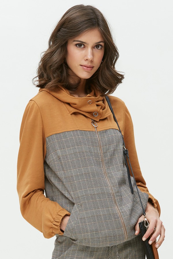 HOODED CHECK JACKET