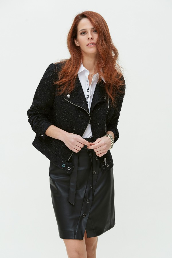 STRECH VEGAN LEATHER SKIRT