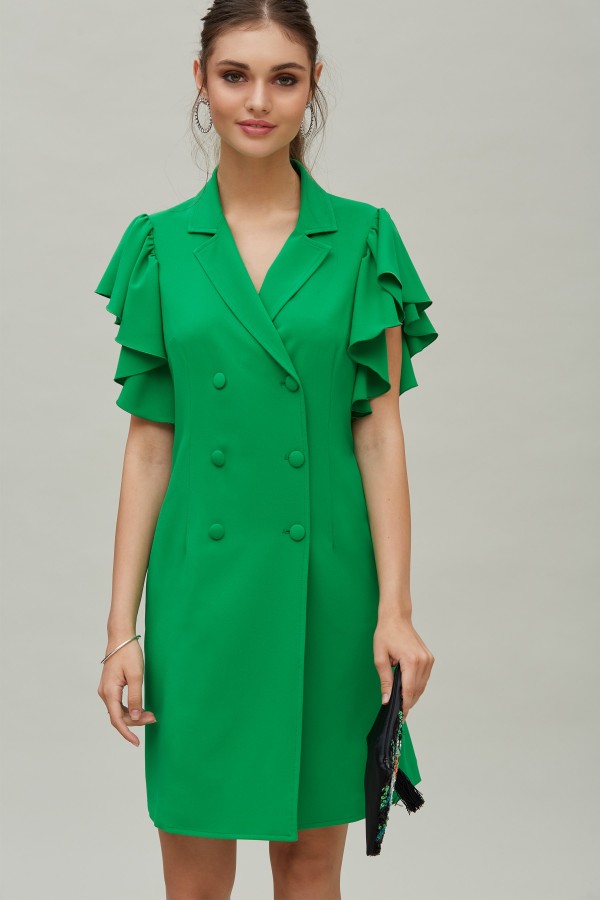 DOUBLE-BREASTED DRESS CREPE