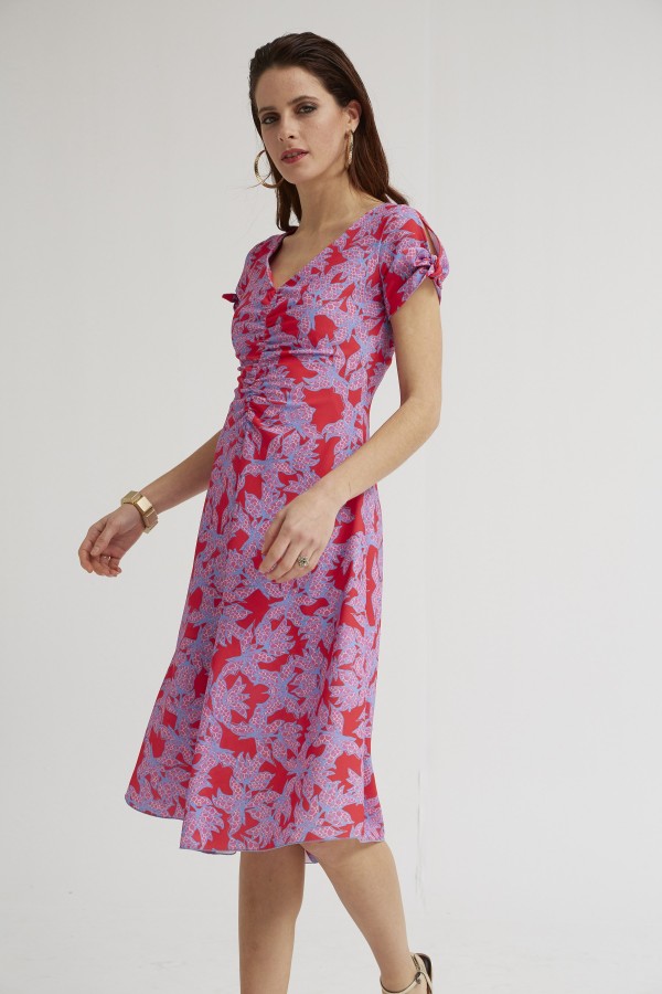 DRAPEED DRESS FLORAL PRINTING