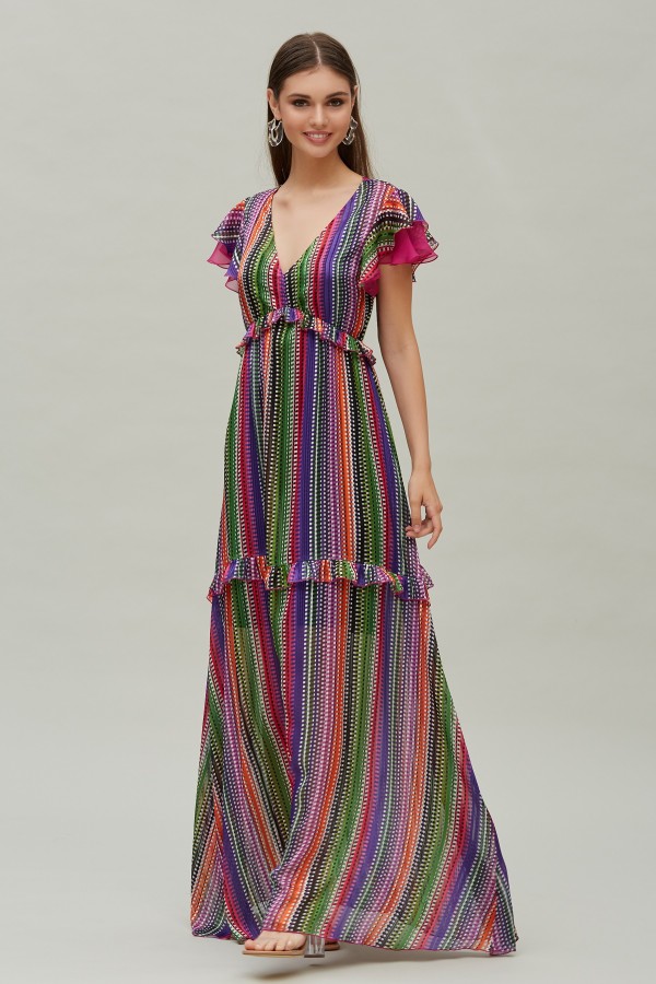 LONG DRESS MULTICOLOR LUREX...