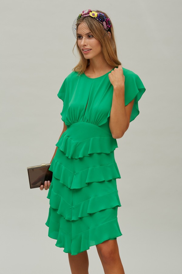 FOUR RUFLES DRESS CHIFFON