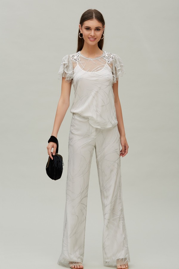 PALAZZO TROUSERS LUREX TULLE