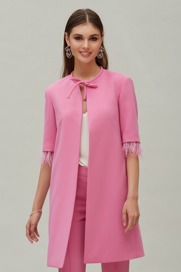CORD NECK COAT STRECH FLAT...