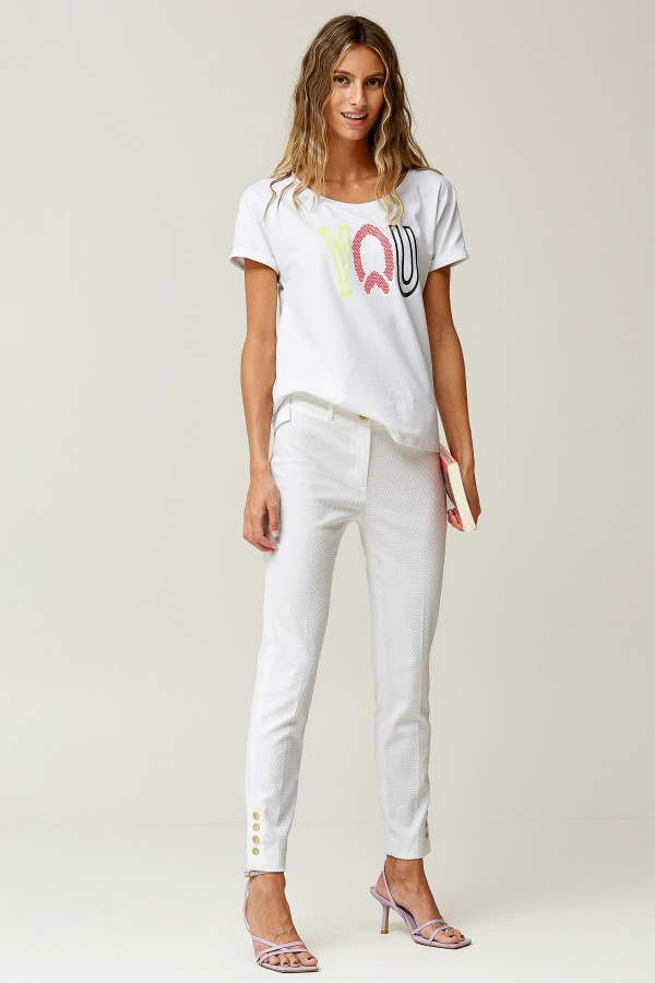 SLIM PIQUE TROUSERS BUTTONS...