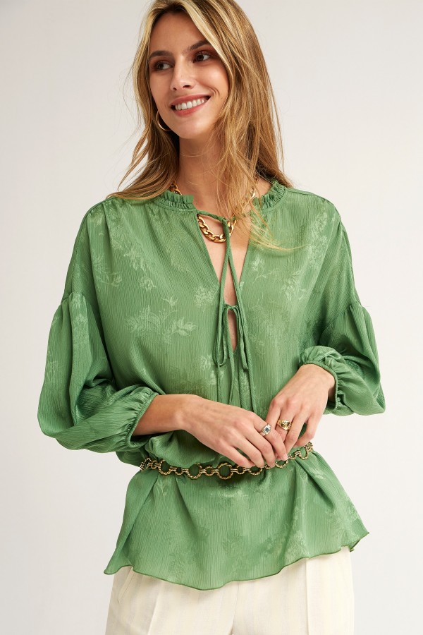 JACQUARD CHIFFON BLOUSE...